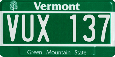 VT license plate VUX137