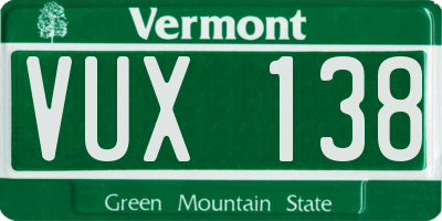 VT license plate VUX138