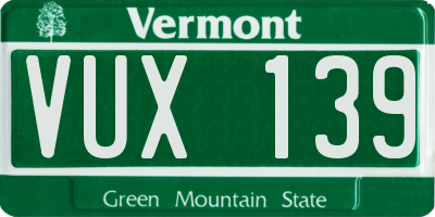 VT license plate VUX139