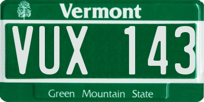 VT license plate VUX143