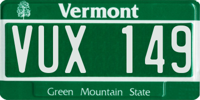 VT license plate VUX149