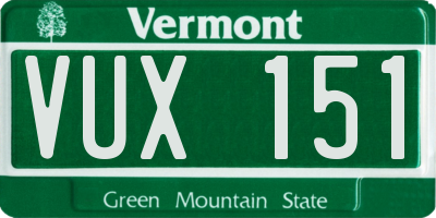 VT license plate VUX151
