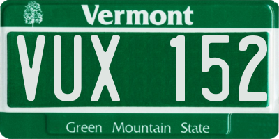 VT license plate VUX152