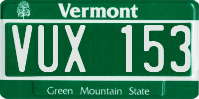 VT license plate VUX153