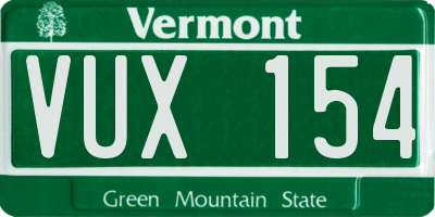 VT license plate VUX154