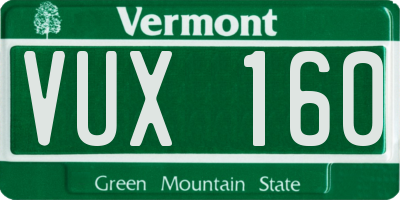VT license plate VUX160