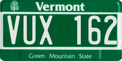VT license plate VUX162