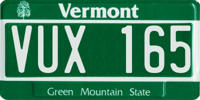 VT license plate VUX165