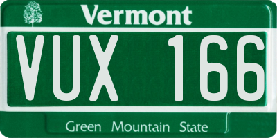VT license plate VUX166