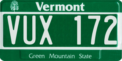 VT license plate VUX172