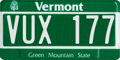 VT license plate VUX177