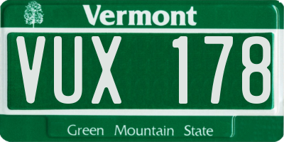 VT license plate VUX178