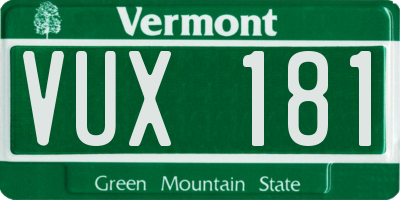 VT license plate VUX181