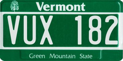 VT license plate VUX182