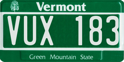 VT license plate VUX183