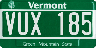VT license plate VUX185
