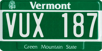 VT license plate VUX187