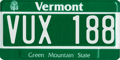 VT license plate VUX188