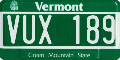 VT license plate VUX189