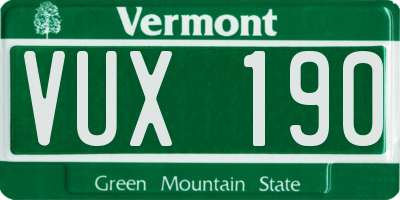 VT license plate VUX190