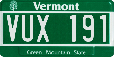 VT license plate VUX191