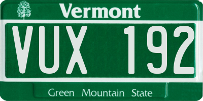 VT license plate VUX192