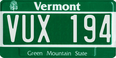 VT license plate VUX194
