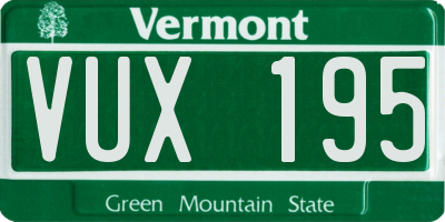 VT license plate VUX195