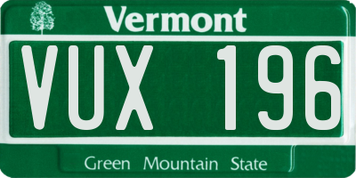 VT license plate VUX196