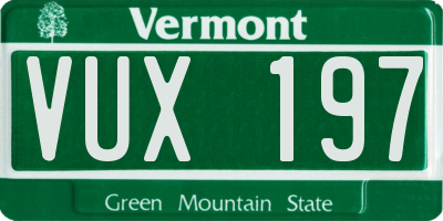 VT license plate VUX197
