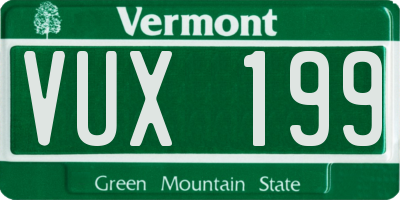 VT license plate VUX199