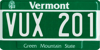 VT license plate VUX201