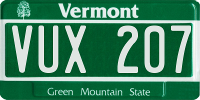 VT license plate VUX207
