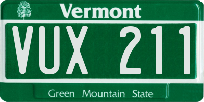 VT license plate VUX211