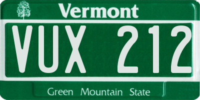 VT license plate VUX212