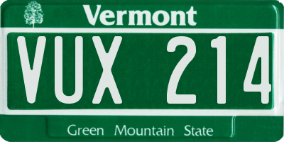 VT license plate VUX214