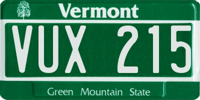 VT license plate VUX215