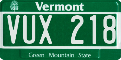 VT license plate VUX218