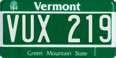 VT license plate VUX219
