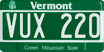 VT license plate VUX220