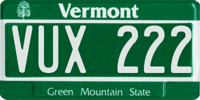 VT license plate VUX222