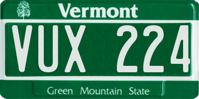 VT license plate VUX224