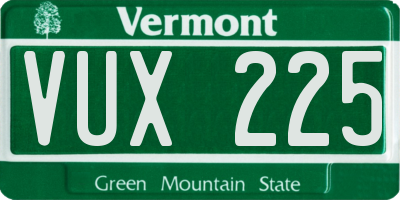 VT license plate VUX225