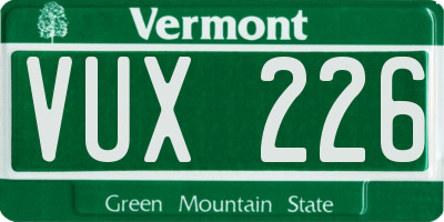 VT license plate VUX226