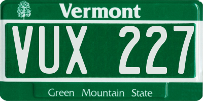 VT license plate VUX227