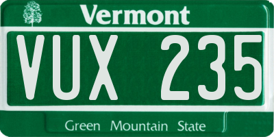 VT license plate VUX235
