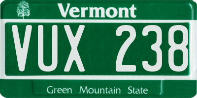 VT license plate VUX238