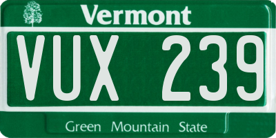 VT license plate VUX239