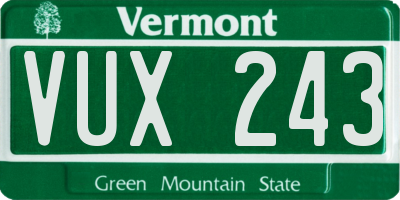 VT license plate VUX243