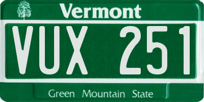 VT license plate VUX251